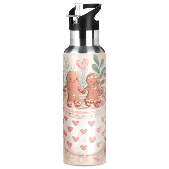 1000ML Transparent Sports Water Bottle with Handle & Straw Portable Water Bottle for Outdoor Camping Gym Cute Christmas Design