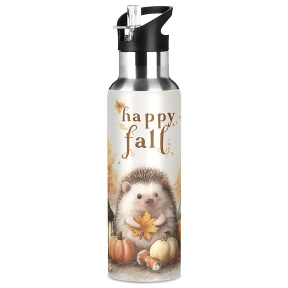 1000ML Transparent Sports Water Bottle with Handle & Straw Portable Water Bottle for Outdoor Camping Gym Cute Little Hedgehog