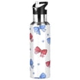 thumbnail image 1 of 1000ML Transparent Sports Water Bottle with Handle & Straw Portable Water Bottle for Outdoor Camping Gym Hand-drawn Bows, 1 of 7