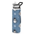 thumbnail image 1 of 1000ML Transparent Sports Water Bottle with Handle & Straw Portable Water Bottle for Outdoor Camping Gym Snowflakes and Smiling Snowmen, 1 of 7