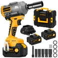 thumbnail image 1 of 1000N.m 1/2" Cordless Impact Gun, 740ft-lbs 21V Brushless High Torque Wrench with 2 x 4.0Ah Battery, 5 x Sockets & Fast Charger, Power Impact Driver for Truck Car Home Mower, 1 of 7