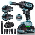 thumbnail image 1 of 1000N.m Digital Dispaly Cordless Impact Wrench, 6 Speed, 1/2 Inch 740 ft-lb, with 5 sleeves, Brushless High Torque Motor, with 2pcs 21V Batteries, 1 of 19