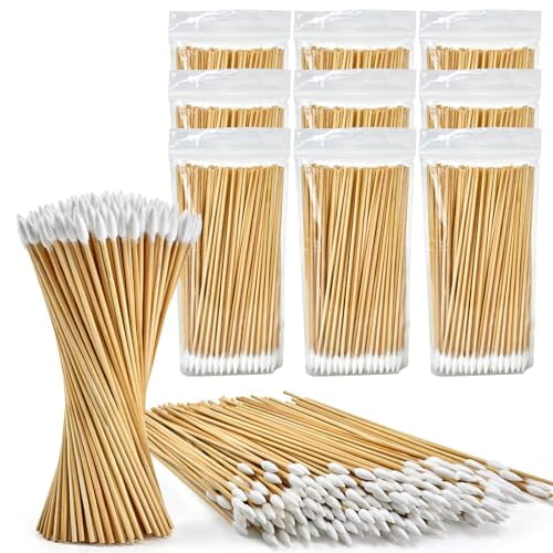 1000PCS 6" Pointed Cotton Swabs - Long Swab with Bamboo Sticks - Lint Free, Highly Absorbent Precision Cotton Tip for Tight Space Cleaning