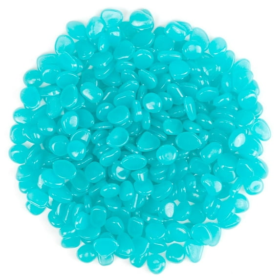1000PCS Blue Long Term Glowing Decorative Stone, Glow in The Dark Rocks Light Perfect Indoor Outdoor Decor Fit for Garden Sidewalk Tank Fish Flower Pots Grass (0.3-04in/0.8-1cm)