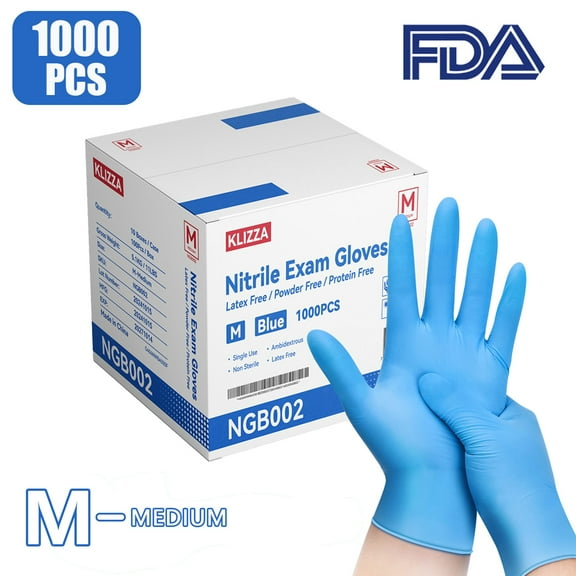 1000PCS Blue Nitrile Disposable Gloves 4.5Mil Latex-Free and Powder-Free, Safe for Food Processing, Beauty Salons, Medical Care(M Size)