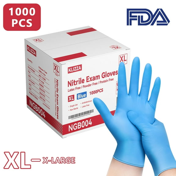 1000PCS Blue Nitrile Disposable Gloves 4.5Mil Latex-Free and Powder-Free, Safe for Food Processing, Beauty Salons, Medical Care(XL Size)