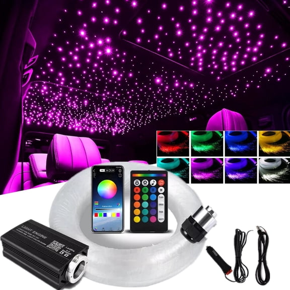 1000PCS Car Headliner Star Light Kit RGBW Fiber Optic Ceiling Twinkle Lights Bluetooth App Control Music Mode Roof Ambient Lighting Kit for Car SUV Truck Home 12V Universal