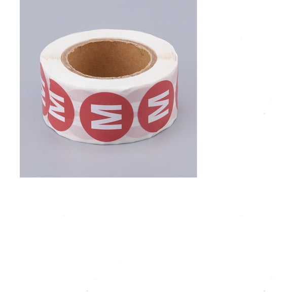 1000PCS Clothing Size Stickers Labels Red Coded Round Self-Adhesive Apparel Tags Size M for T-Shirts Pants Skirts Retail Garment Organization Easy Peel Inventory Stickers for Clothing Business