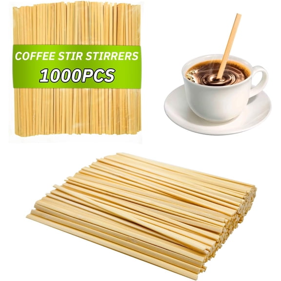 1000PCS Coffee Stirrers - Bamboo Coffee Stir Sticks Disposable Hot Drink Beverage Stirring Swizzle Stir Sticks For Coffee Milk Juice Cocktail Chocolate For Party Bar 5.5 Inch Square