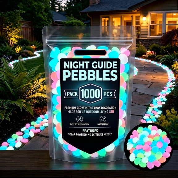 1000PCS Colorful Glow-in-the-Dark Garden Stones Night Guide Luminous Pebbles Rainbow Glow in the Dark Stepping Rocks Outdoor Landscaping Decor Glowing Stones Fish Tank Aquarium Decorations (Colorful)