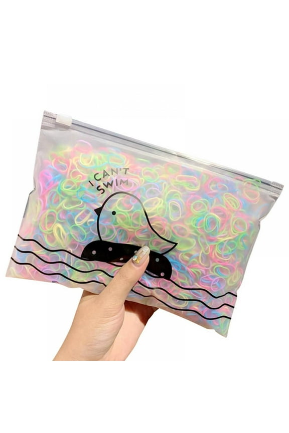 1000PCS Disposable Kid Elastic Hair Bands , Colorful Hair Ponytail Holders Elastic Hair Bands Hair Tie Rubber Bands with Plastic Storage Bag for Baby Kids Girls