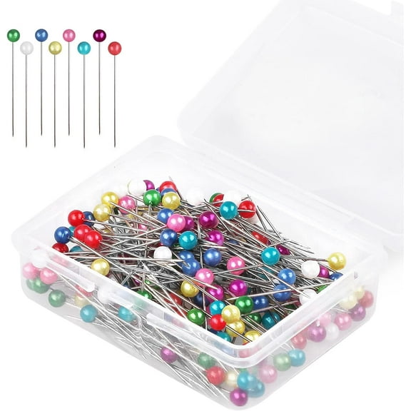 1000PCS Fine Straight Pins, Durable Stainless Steel Dressmaker For Sewing with Plastic Boxes, Flat Head, Satin Pins for Jewelry Making, Sewing Crafts