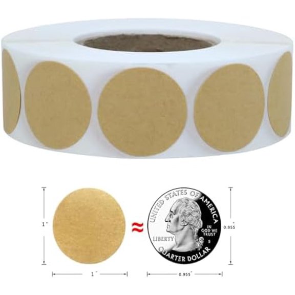 1000PCS Kraft Circle Stickers Dot Stickers, 1 Inch Round Blank Garage Sale Price Sticker Kraft Coding Tag Labels Brown Natural Envelope Seals for Home Classroom Jam Canning Jar Labels (Brown 1 Inch)