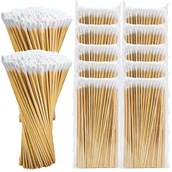PINGMIC Cleaning Essentials Lint-Free, Durable Long Cotton Swabs with Bamboo Handle, 1000 Count
