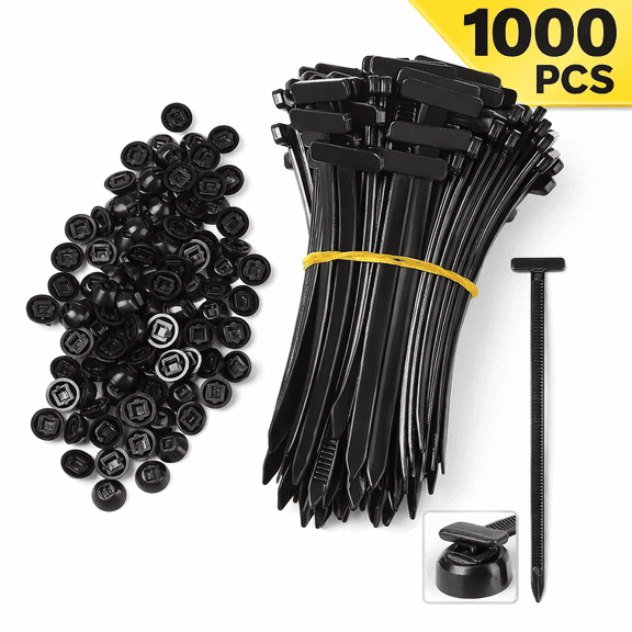 1000PCS Nylon Cable Tie Buckles, Universal Push Mount Zip Ties with Pin and Button Design, UV Resistant Plastic Fasteners for Cars, Bumper Clips, Wire Management and Daily Repair