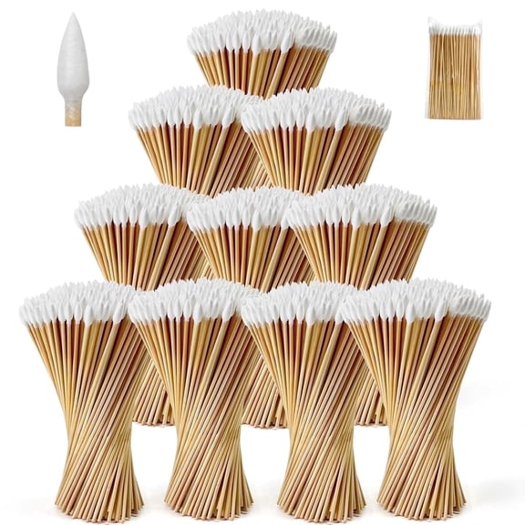 PINGMIC 1000Ct 6" Bamboo Wooden Long Cotton Swabs for Makeup, Ear Applicator, Pointed Tips