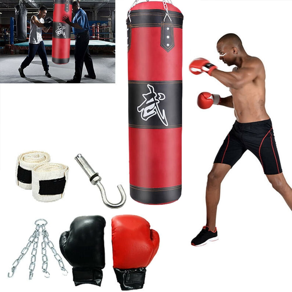 Panuyin 24 inch Sandbag MMA Punch Training Boxing Equipment,Empty with Chain Fight Karate Martial Arts Gym Exercise Tools, for Boxing Lovers Athletes