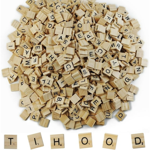 1000PCS Scrabble Letters for Crafts, Wood Tiles, DIY Gift Decoration, Making Alphabet Coasters and Crossword Game