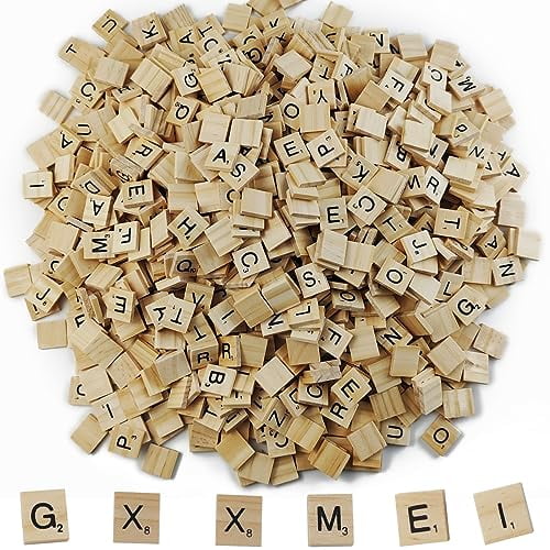 1000PCS Scrabble Tiles,Wooden Letter Tiles,A-Z Capital Letters for Crafts,Spelling,Scrabble Crossword Game