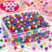 1000PCS Sewing Pins, 1.5 Inch Extra Long Pearl Head Pins for Fabric, Quilting, Dressmaking & Craft, Multicolor Corsage Stick Pins for Jewelry DIY
