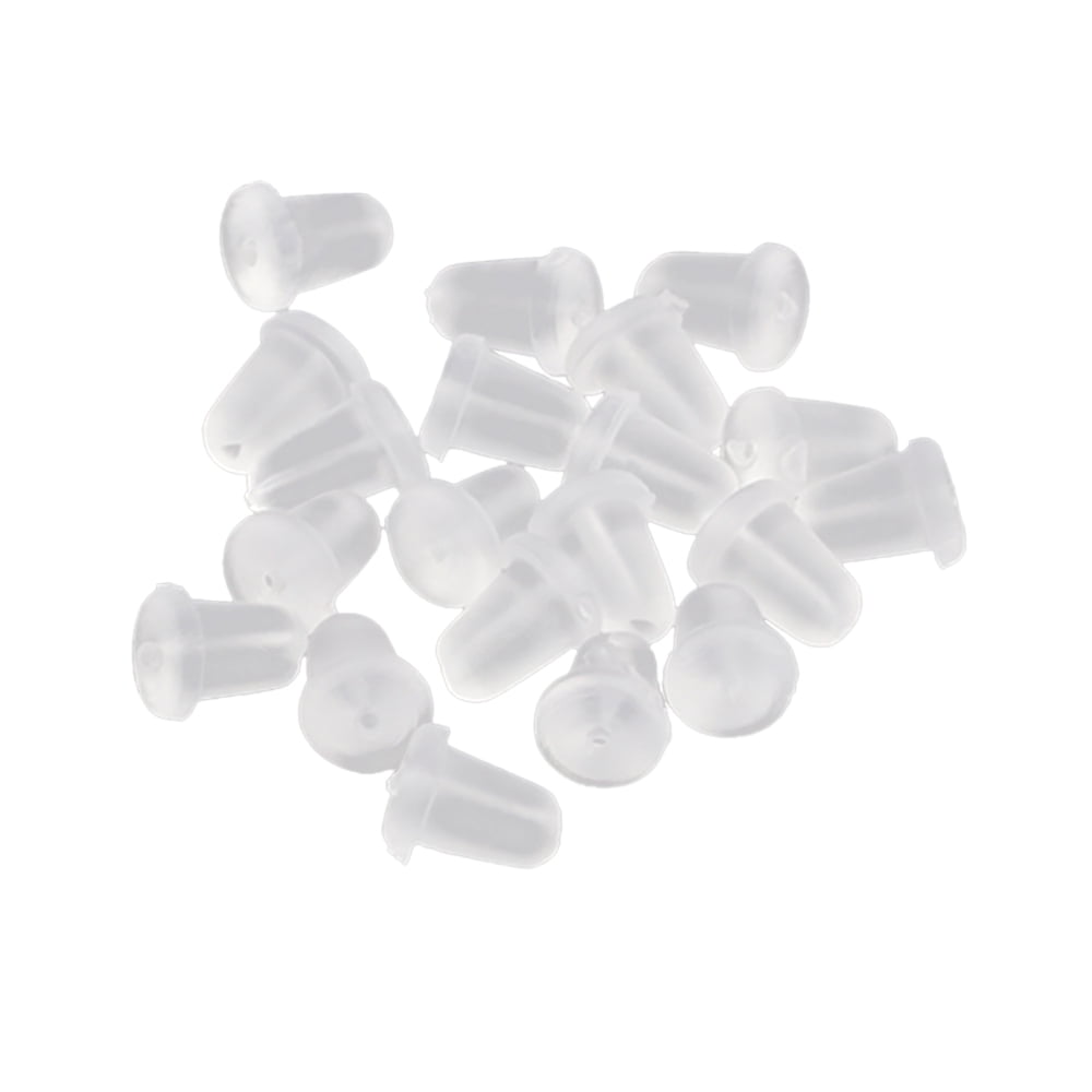 100/200set Hypoallergenic Plastic Earrings Clear Ear Base Pins Needle  Silicone Rubber Earring Blank DIY Ear Piercing Accessories