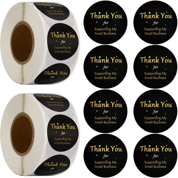 1000PCS Thank You for Supporting My Small Business Stickers, 1.5 Inch Round Waterproof Adhesive Labels for Packaging, Envelopes, Gift Bags, Boxes & Small Business Supplies