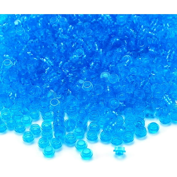 1000PCS Transparent Blue Round Plates 1X1 Building Blocks MOC Water Pieces Bricks Dots Bulk Studs Accessories Kit Compatible with Major Brand