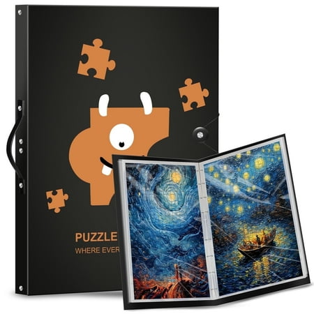 Waxgamo Jumbo Puzzle Storage Folder for 1000-Pieces, Large Capacity Jigsaw Puzzles Organizer Portable with 20 Removable Pockets, Dustproof & Protective Puzzle Accessor