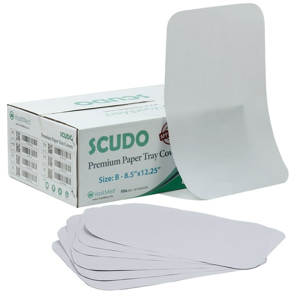 1000PCs Dental Grade Scudo Premium Paper Tray Covers Size B (8.5"x12.25") by VASTMED | Disposable Tray Covers for Dental Tray, Sterile Tattoo Tray, Surgery Tray