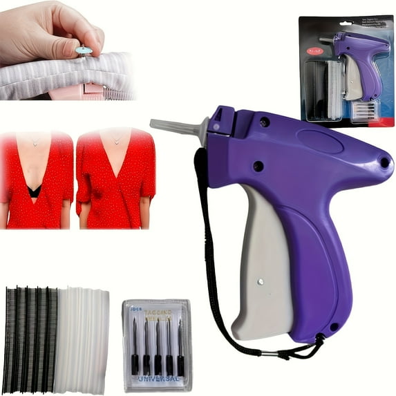 1000PCs Instant Fix Micro Stitch Gun - Clothing Repair Tool for Quick Hemming, Quilt Tacking, and Tagging - Includes 1000 Pieces of Plastic Needles for Versatile Garment Fixes