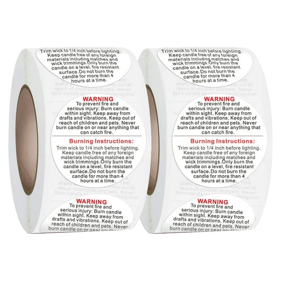 1000 Pieces Candle Warning Labels Candle Jar Container Stickers Candle Safety Stickers Decal for Candle Making DIY Candle Jars and Tins - 1 -inch
