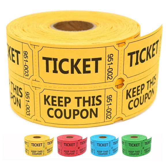 1000Pair/2000 Sheets Raffle Tickets, Double Roll, Ticket for Events, Entry, Class Reward, Fundraiser & Prizes