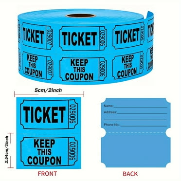 1000Pair/2000 Sheets Raffle Tickets, Double Roll, Ticket for Events, Entry, Class Reward, Fundraiser & Prizes