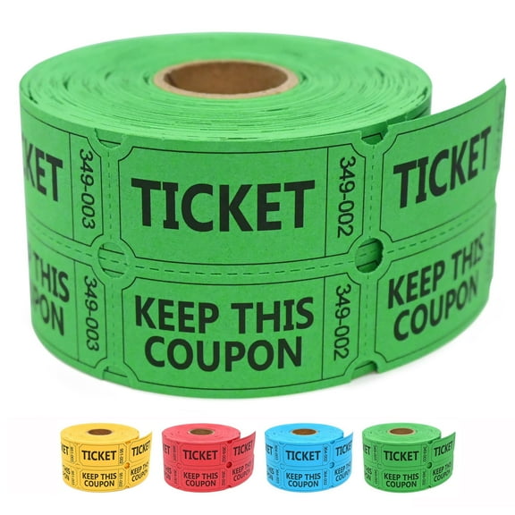 1000Pair/2000 Sheets Raffle Tickets, Double Roll, Ticket for Events, Entry, Class Reward, Fundraiser & Prizes