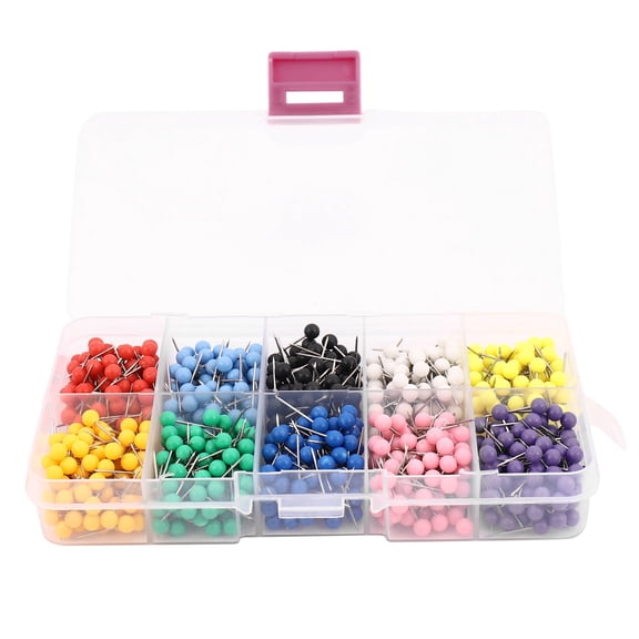 1000Pcs 1/8 Inch Map Push Pins 10 Colors(100Pcs/Color), Round Plastic Head Steel Point Thumbtacks for Office Cork Board