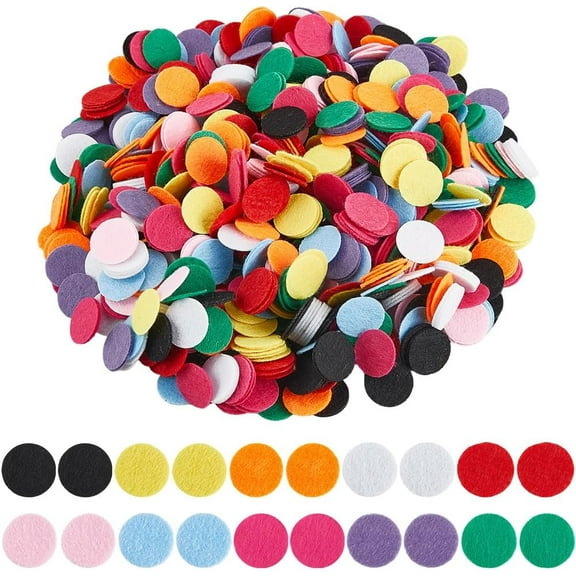 1000Pcs 10 Colors 0.8" Mini Fabric Circles Colorful Felt Shapes Pre Cut Non Woven Soft Flat Round Disc Universal Needlework Handcrafts Small Pads