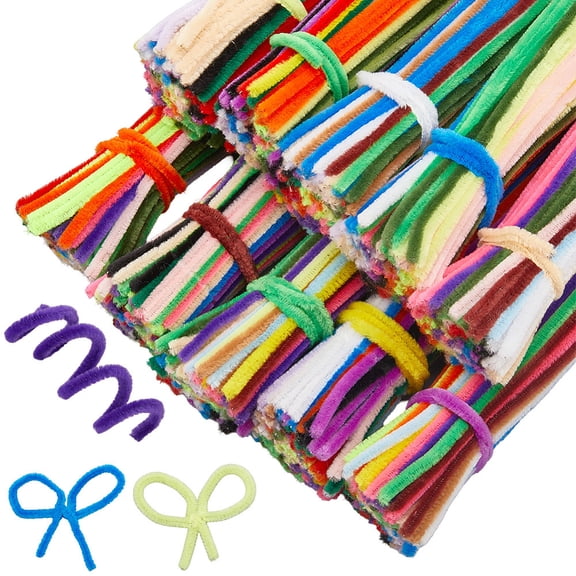 1000Pcs 12in Pipes Cleaners for Crafts 20 Multicolors Chenille Stems Bulk Fleece Fur Christmas Soft Handmade DIY Arts Projects Plush Animal