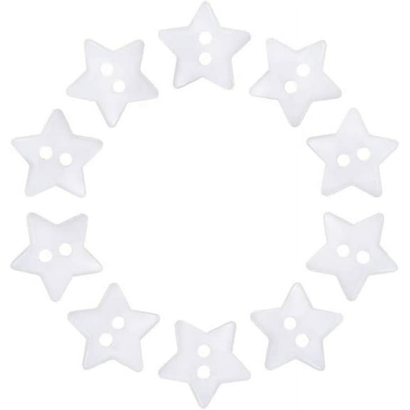 1000Pcs 12mm Acrylic Star Buttons 2 Holes in 1mm Sewing Buttons Dyed White Knitting Buttons