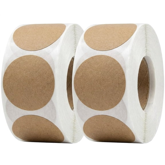 1000Pcs 2 Inch Round Blank Kraft Stickers, Permanent Adhesive Brown Labels for Mason Jars, Bottles & Canning Containers