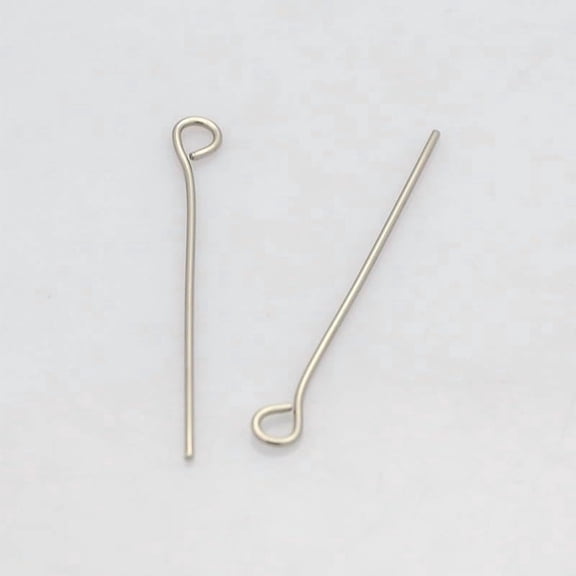 1000Pcs 201 Stainless Steel Eye Pin Straight Head Eye Pins Stainless Steel Color Jewelry Making Pin Open Eye Pins