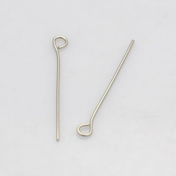 1000Pcs 201 Stainless Steel Eye Pin Straight Head Eye Pins Stainless Steel Color Jewelry Making Pin Open Eye Pins