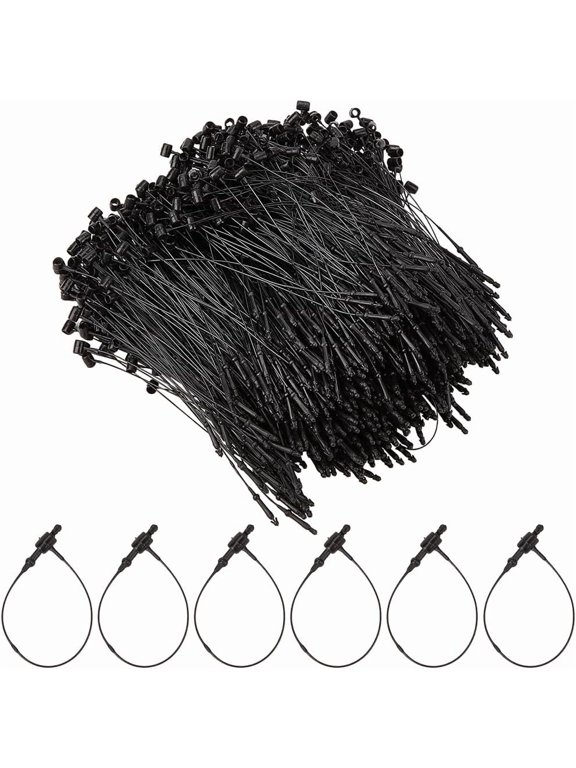 1000Pcs 3 Inch Black Plastic Fastener Hang Price Tag Ring Loops Adjustable Snap Lock Pin Safety Security Loop Tags Ties String for Retail Labeling Wires Store Clothing Price DIY Accessories diy