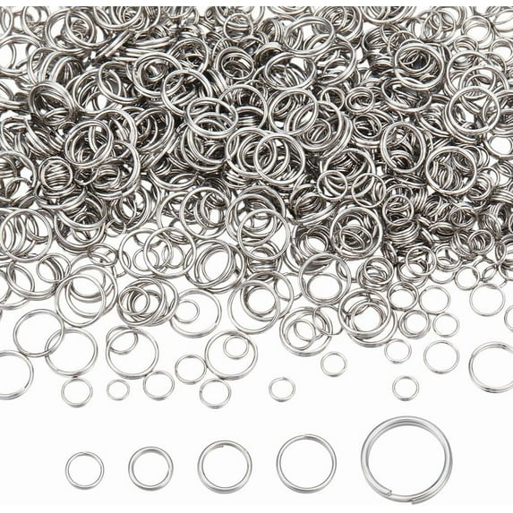 1000Pcs 5 Style Stainless Steel Double Loops Split Rings Mini Round ...