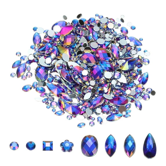 1000Pcs AB Colorful Crystal Rhinestones, Gems Rhinestones Flatback Acrylic Gemstone Jewel for DIY (Navy Blue AB)