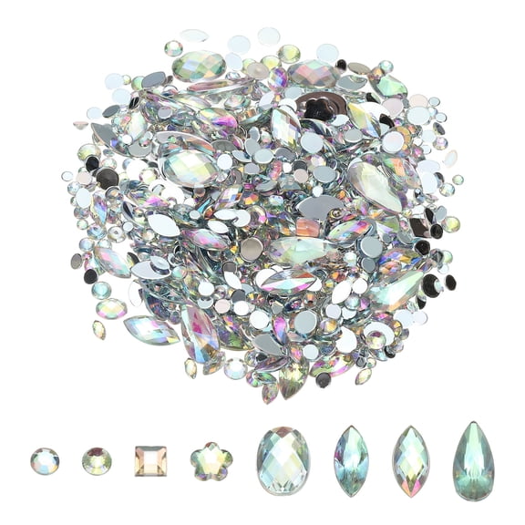 1000Pcs AB Colorful Crystal Rhinestones, Gems Rhinestones Flatback Acrylic Gemstone Jewel for DIY (White AB)