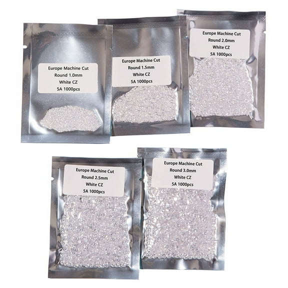 1000Pcs/Bag 5A Grade White 0.8~6.0mm Loose Zircon Stone Brilliant Round Cut Cubic Zirconia Stones For Jewelry Making DIY