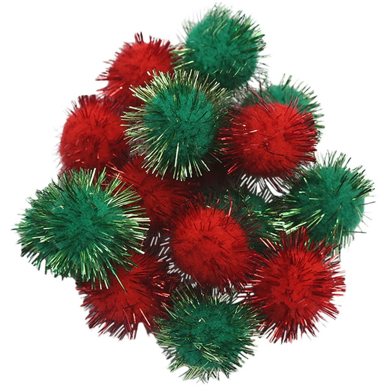 1000pcs Christmas Glitter Balls Pom Poms Christmas Decor Arts Crafts Supplies, Size: 20x20x10CM