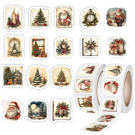 1000Pcs Christmas Themed Stickers for Scrapbook Albums, Present Boxes, Envelopes & Craft Projects