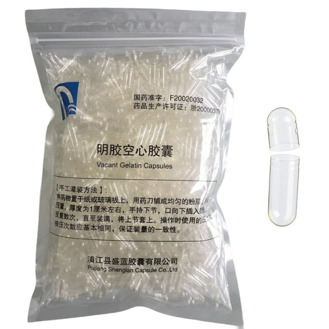 1000Pcs Empty Gelatin Capsules Size 0 Clear Gelatin Separated Capsule