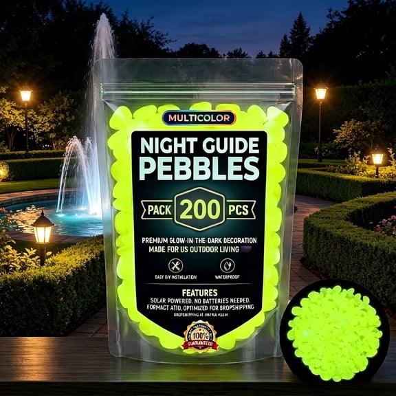 1000Pcs Glow-in-The-Dark Rocks, Night Guide Luminous Pebbles for Outdoor Garden Landscaping, Colorful Glow Stones for Walkway, Stepping Stones, Fish Tank Décor (5 Packs*Yellow)